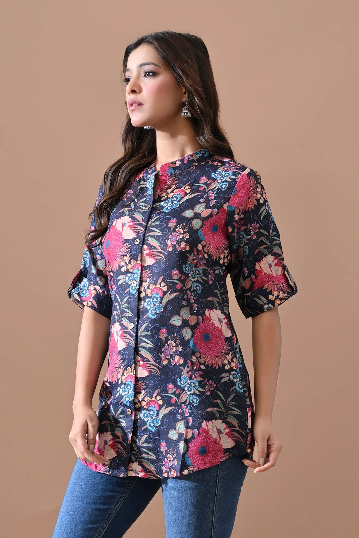 Blue Floral Printed Top - Image 2