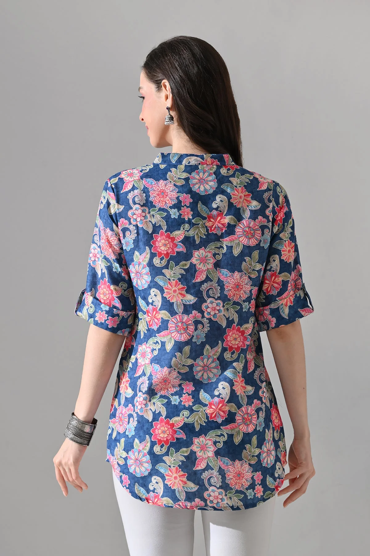 Blue Floral Printed Top - Image 6