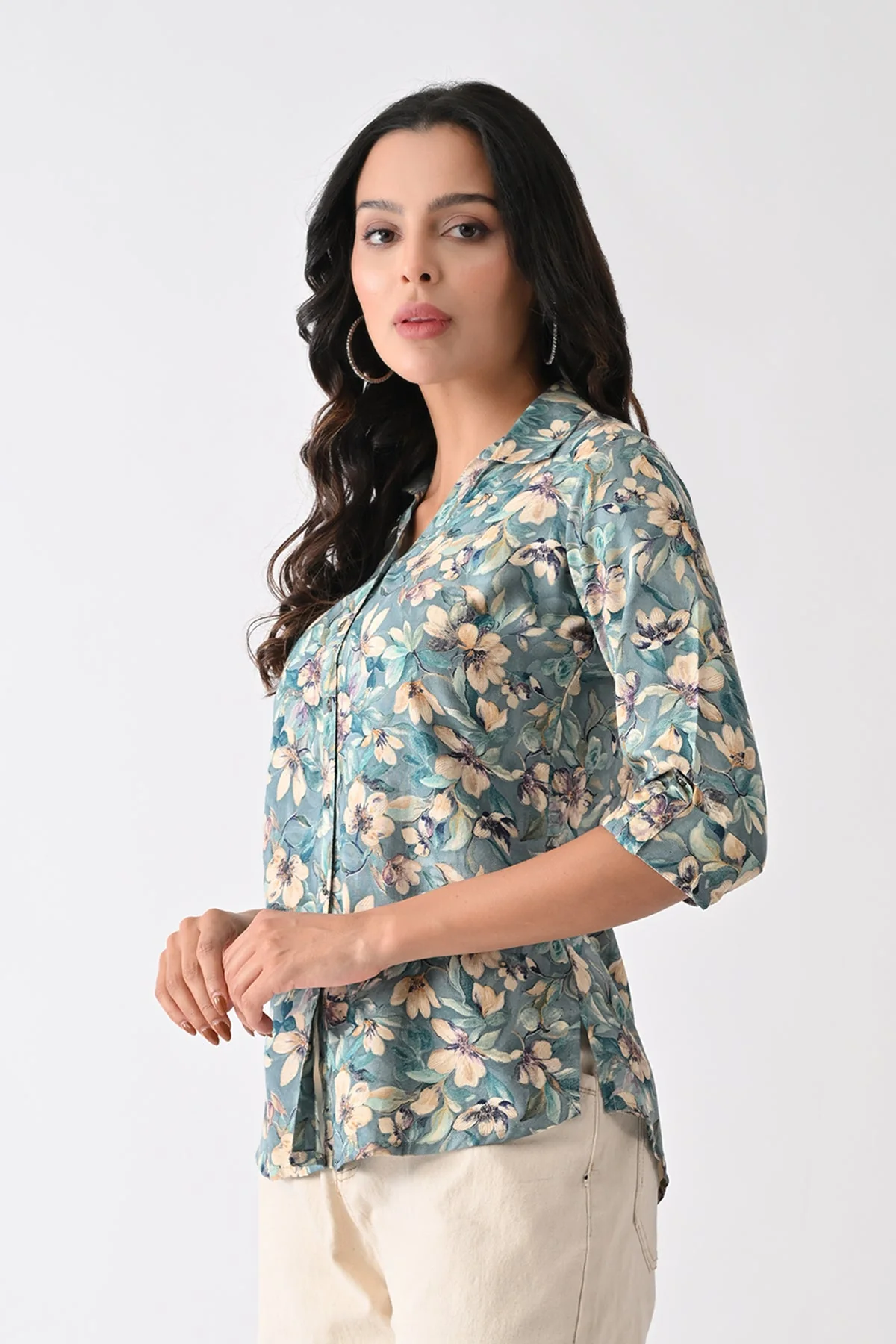 Blue Floral Printed Top - Image 2