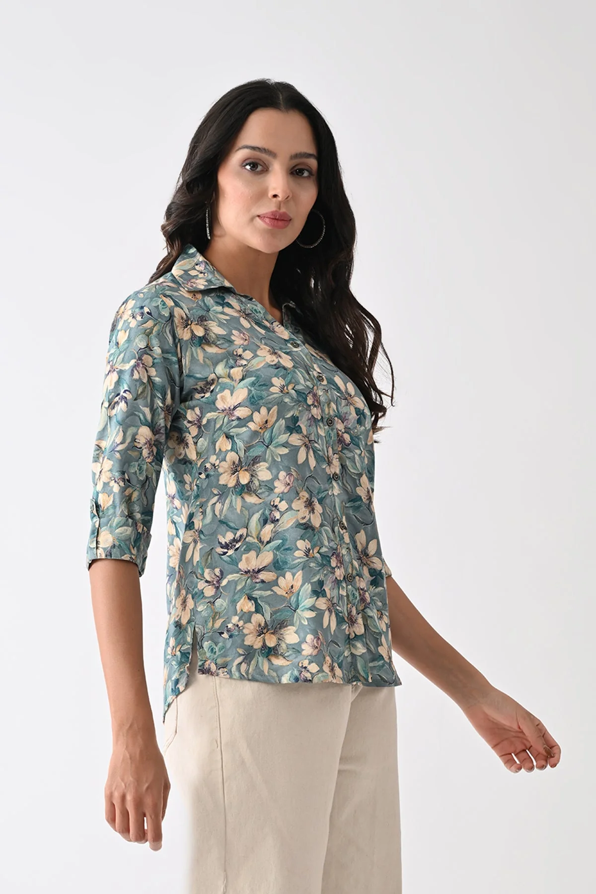Blue Floral Printed Top - Image 3