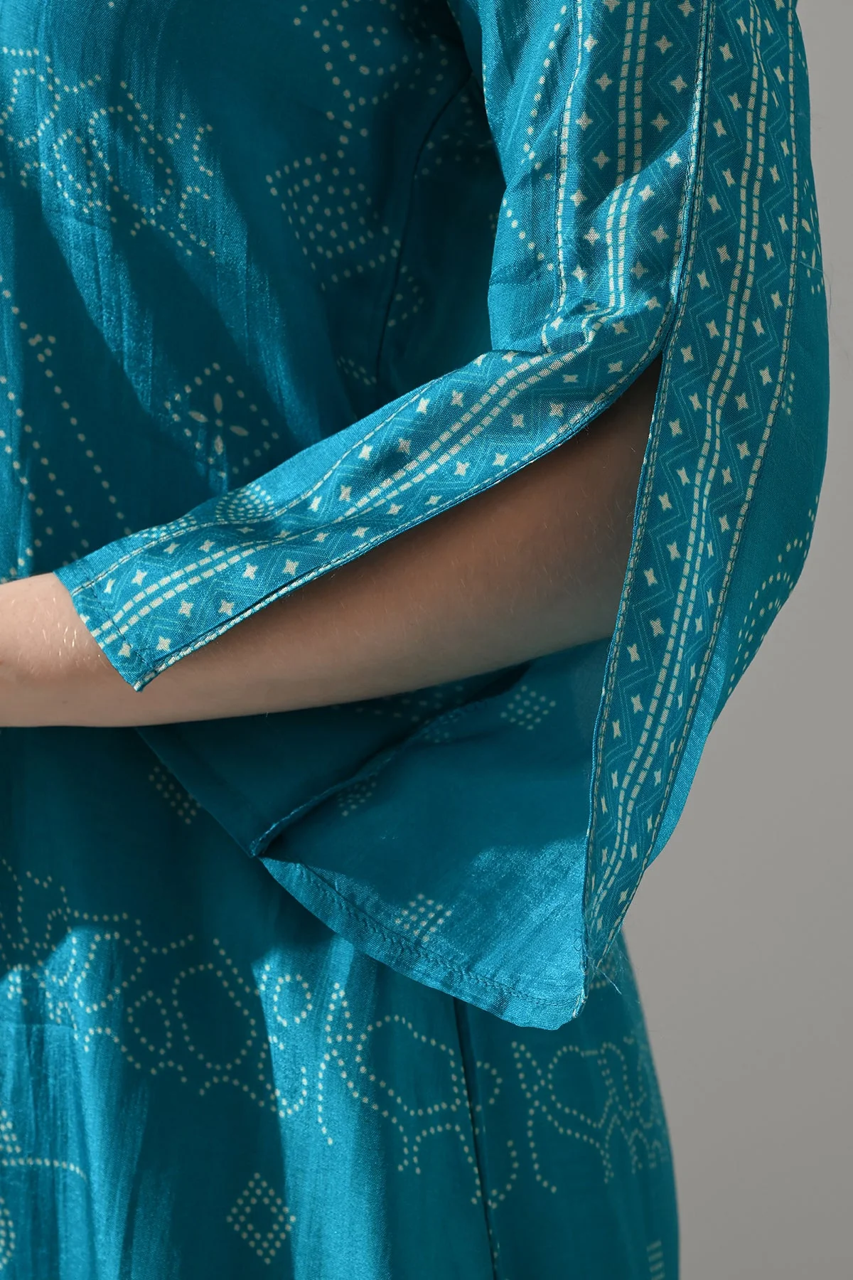 Blue Printed A-Line Kurta 2 Pcs Set - Image 6