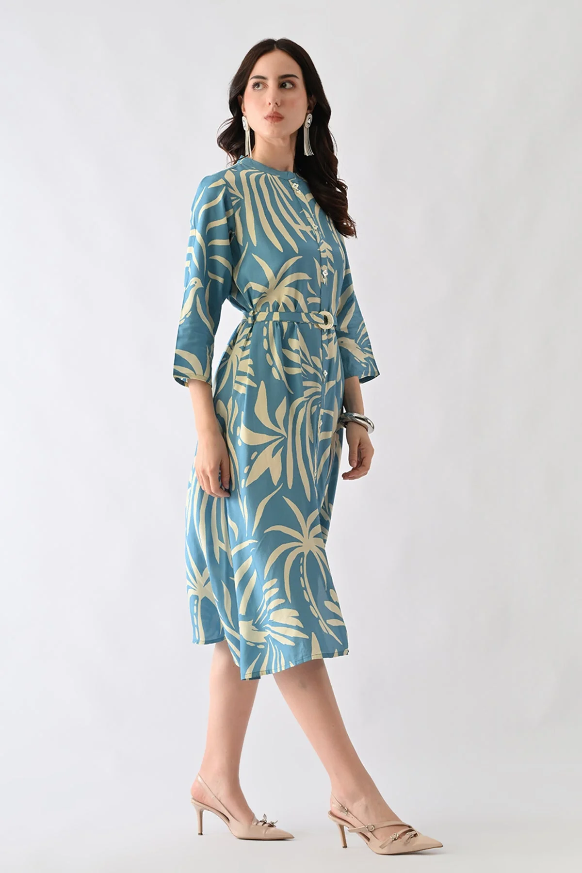 Blue Printed Dress - Image 3