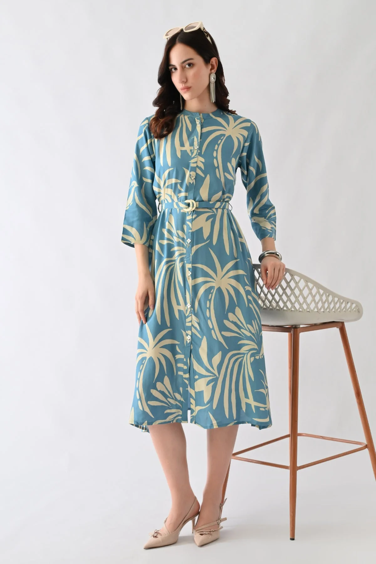 Blue Printed Dress - Image 6
