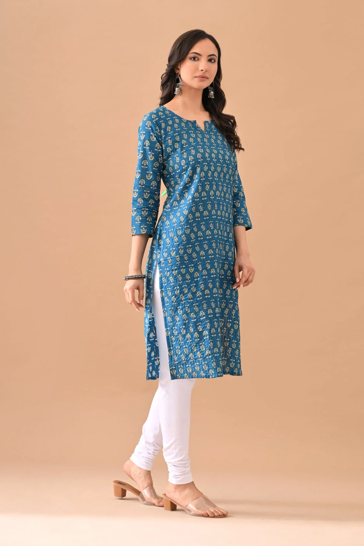 Blue Printed Kurta - Image 3