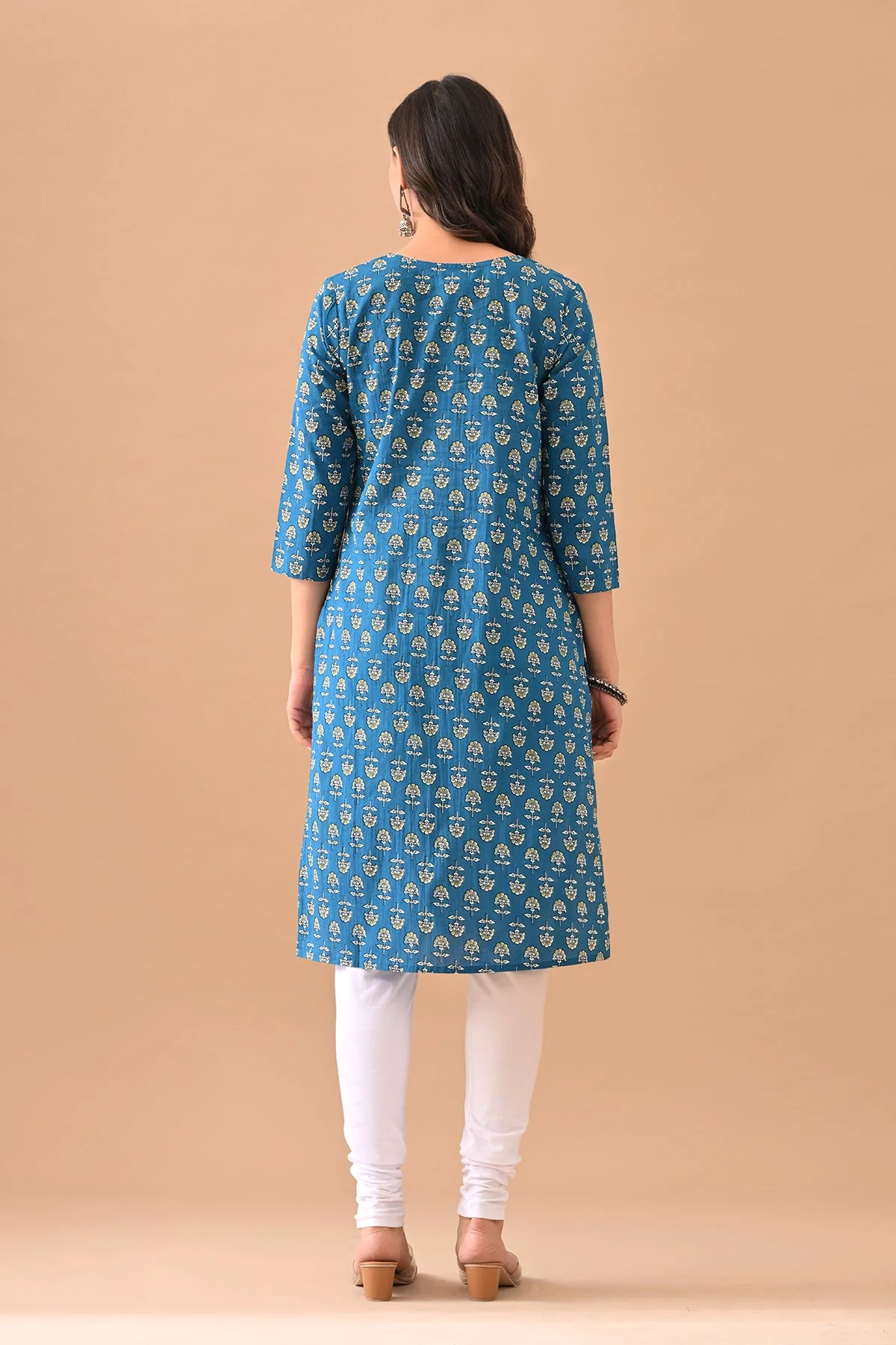 Blue Printed Kurta - Image 5