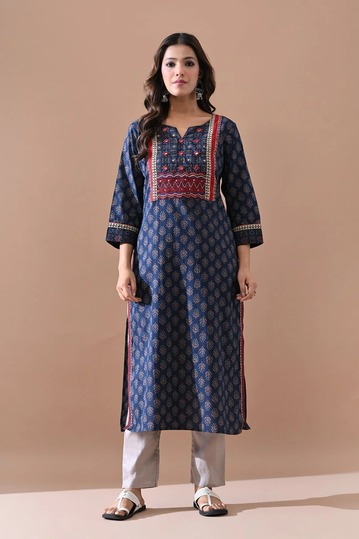 Blue Printed Kurta - Image 6