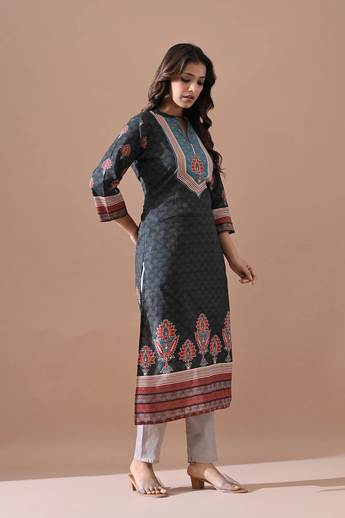 Blue Printed Kurta - Image 2