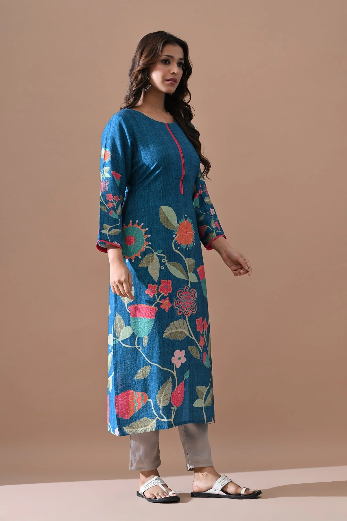 Blue Printed Kurta - Image 2