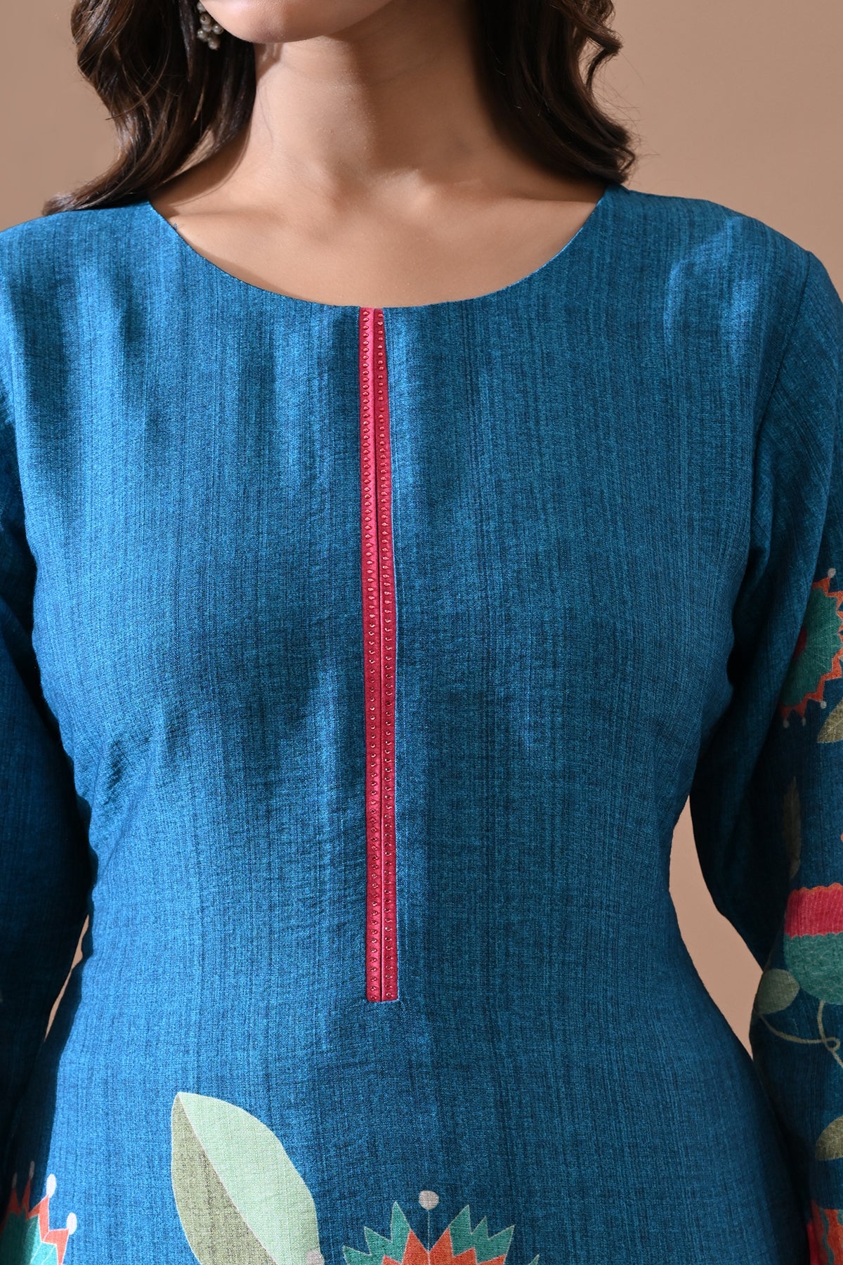 Blue Printed Kurta - Image 4