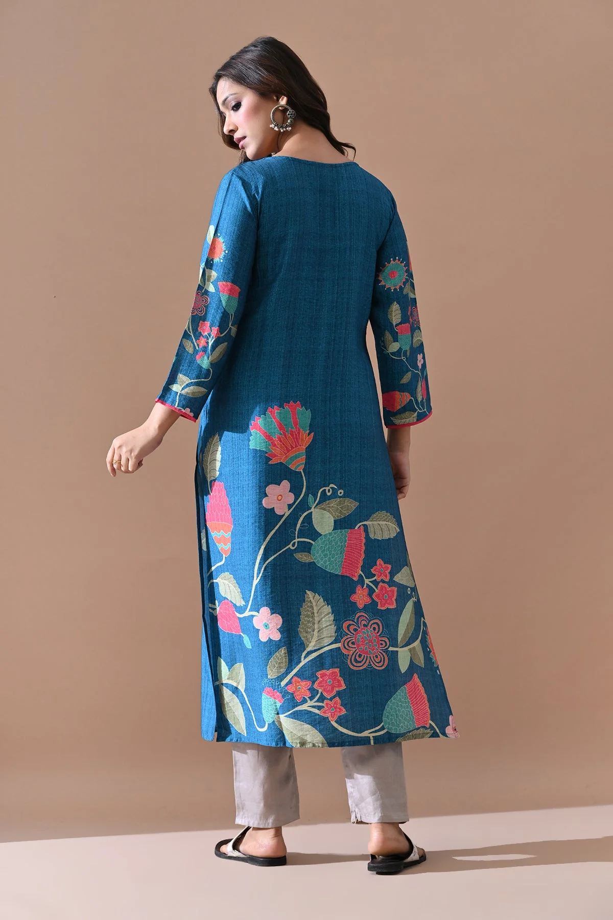 Blue Printed Kurta - Image 5