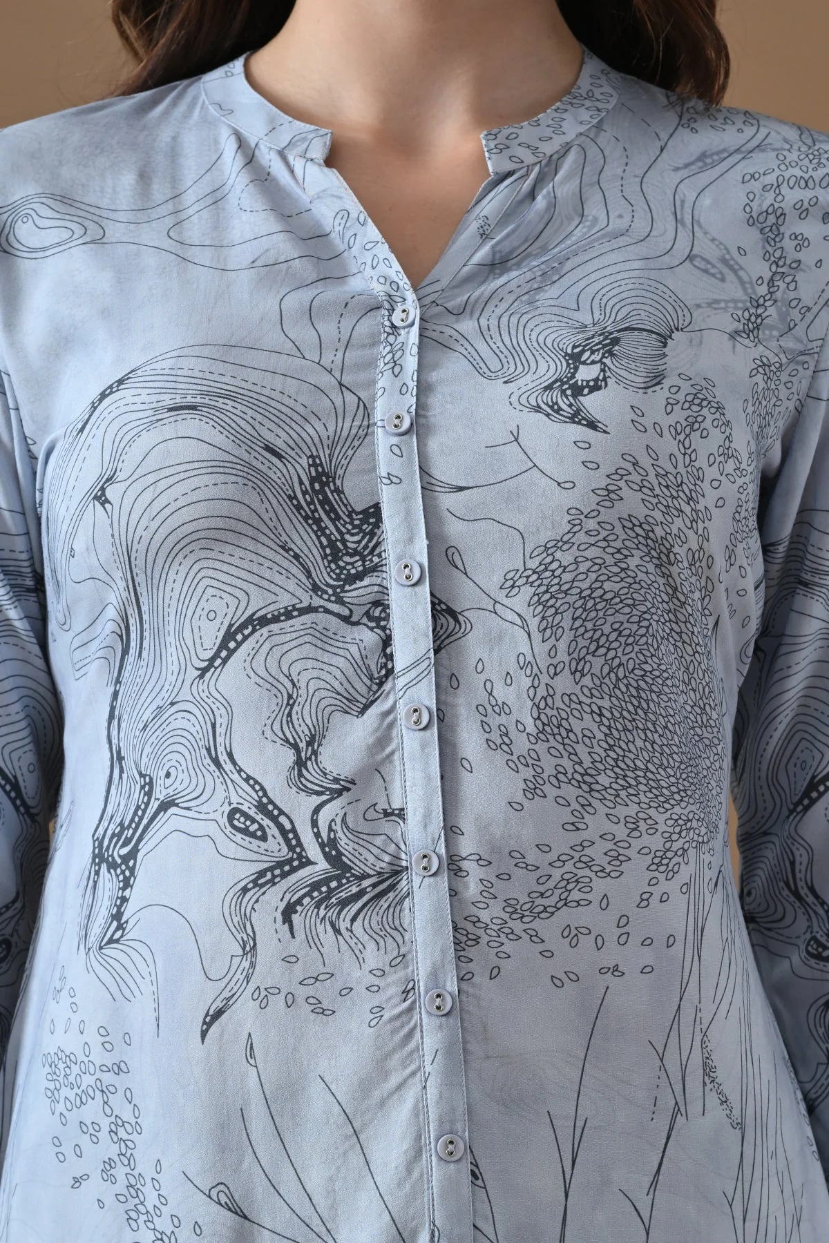 Blue Printed Kurta - Image 4