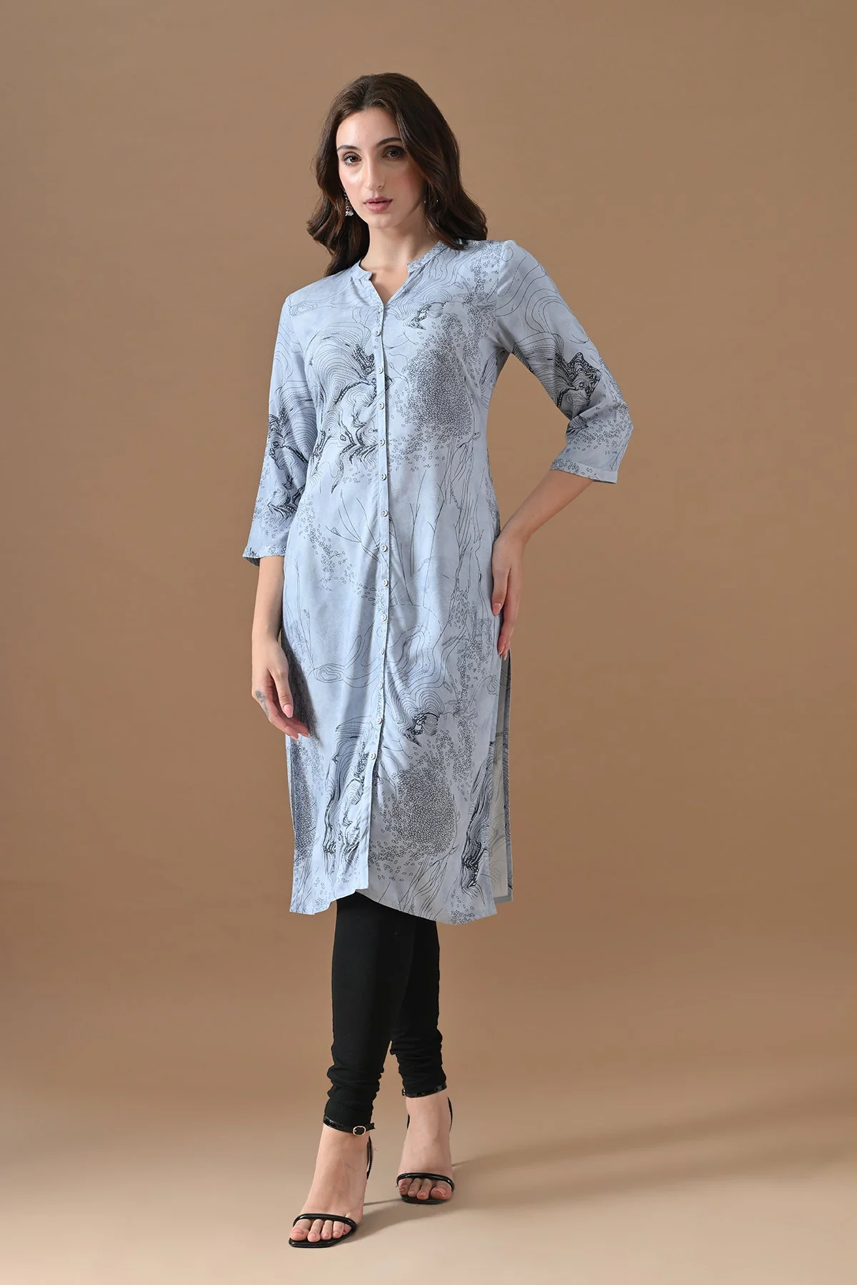 Blue Printed Kurta - Image 6