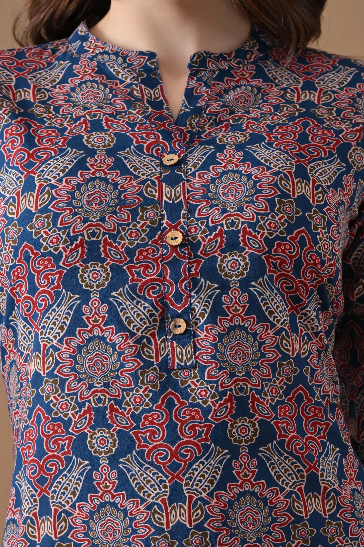 Blue Printed Kurta - Image 4