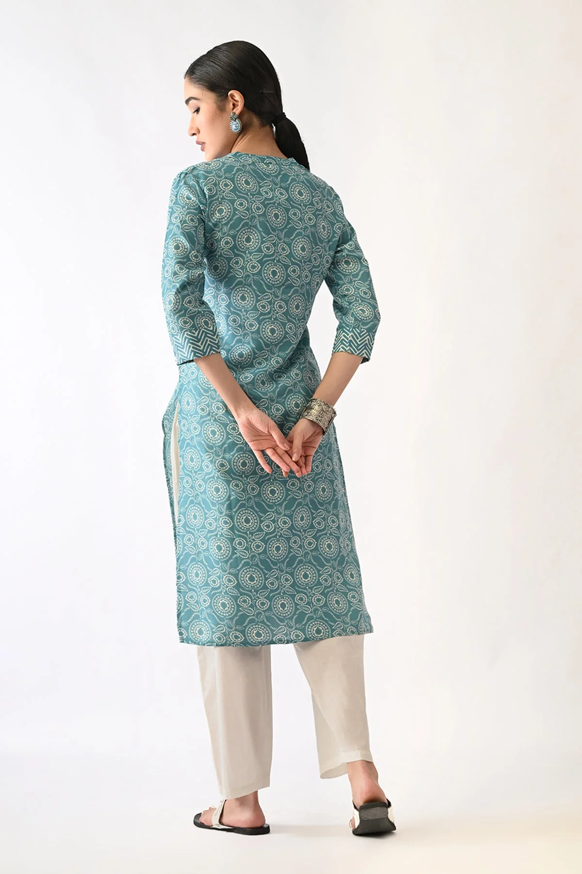 Blue Printed Kurta - Image 3