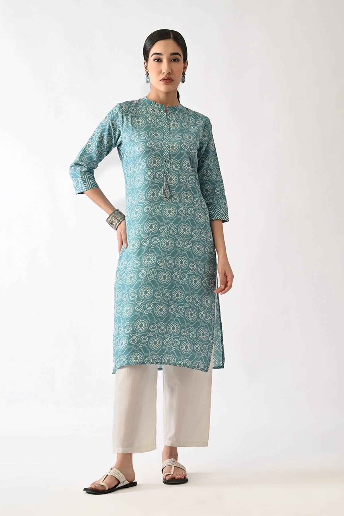 Blue Printed Kurta - Image 4