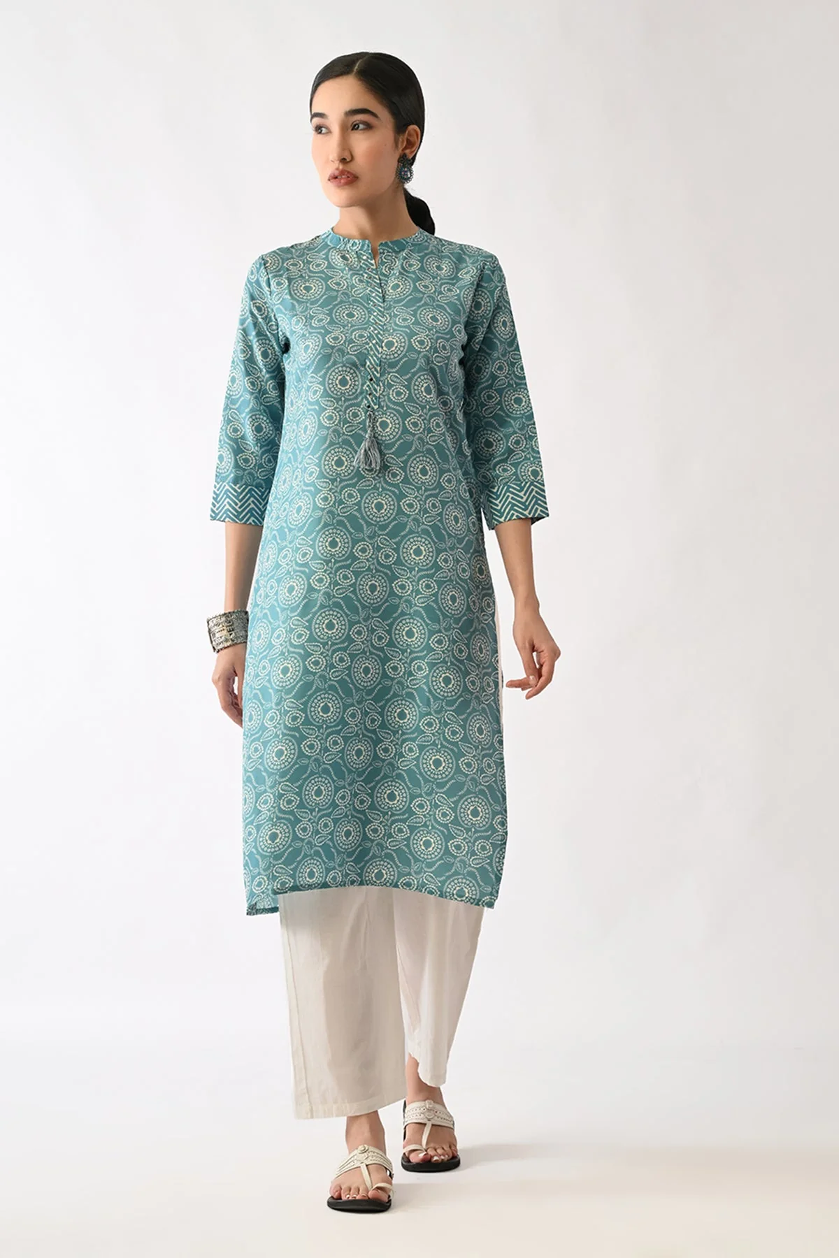 Blue Printed Kurta - Image 5
