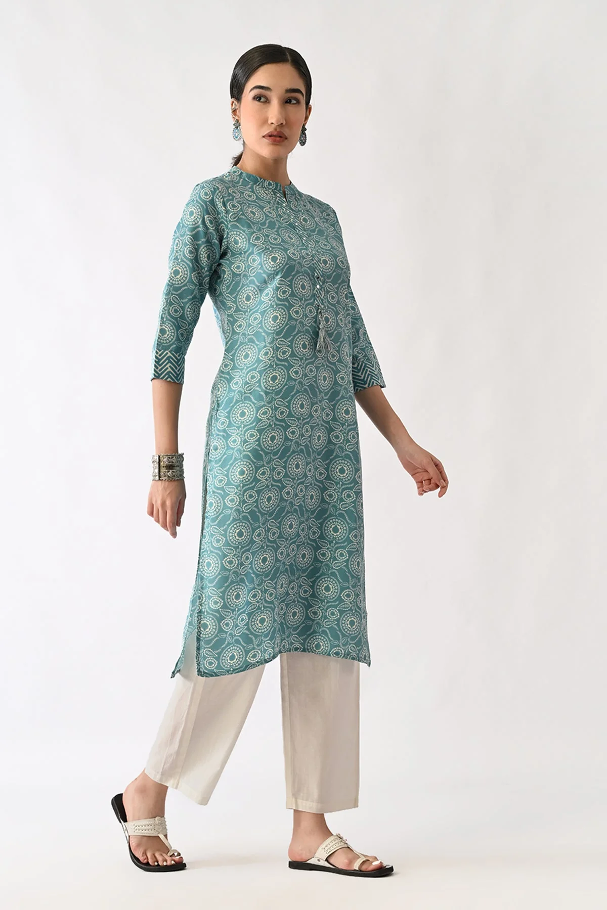 Blue Printed Kurta - Image 6