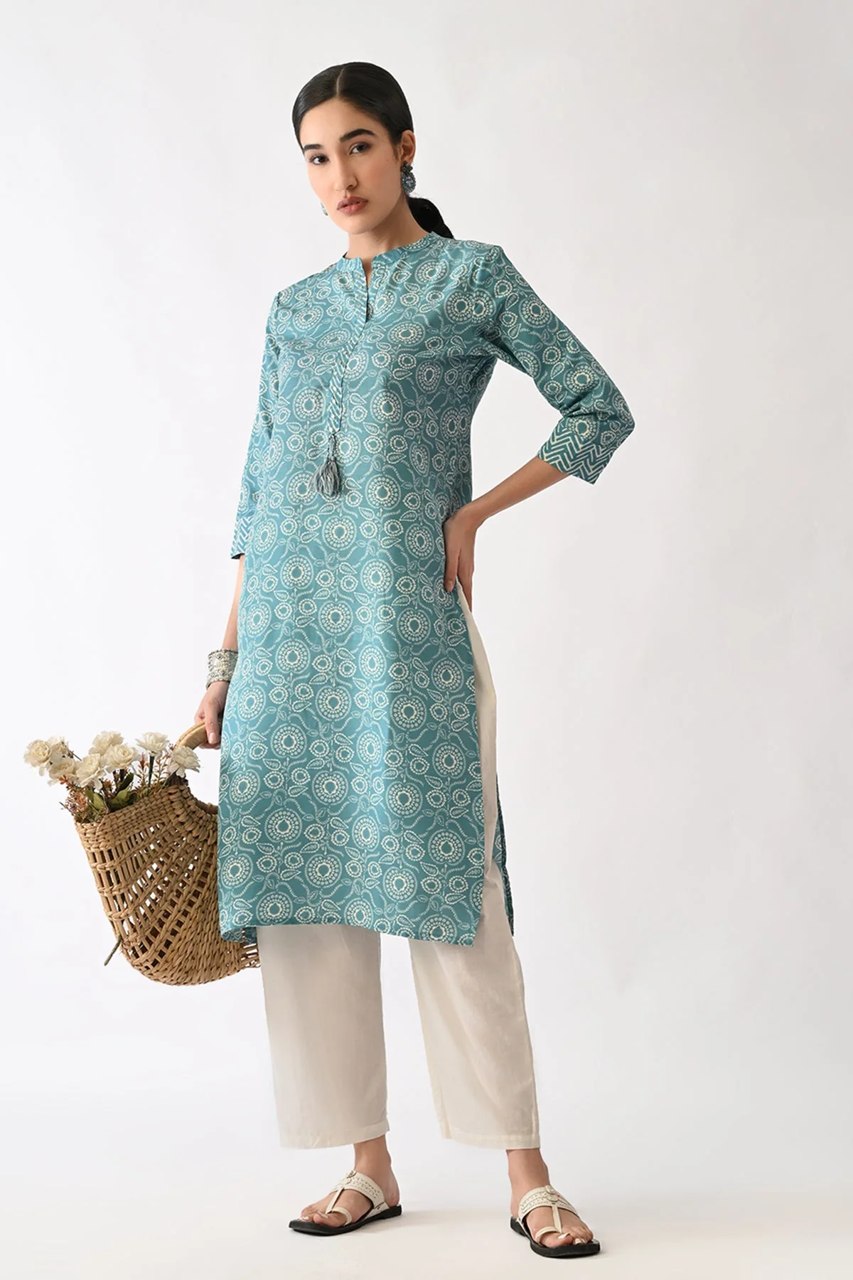 Blue Printed Kurta - Image 7