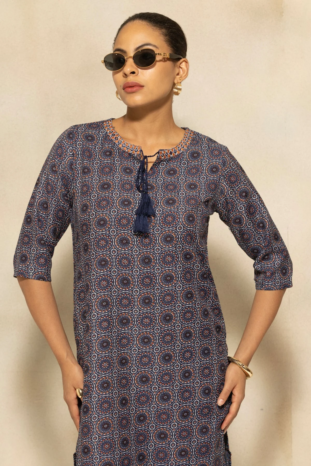 Blue Printed Kurta - Image 6