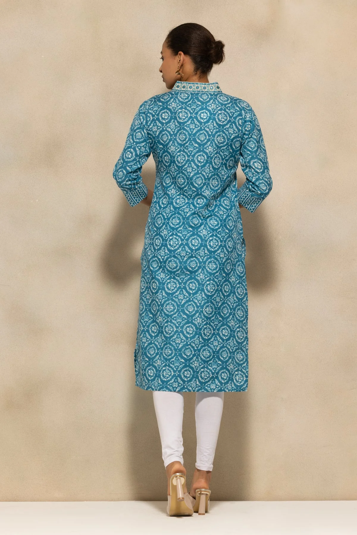 Blue Printed Kurta - Image 5