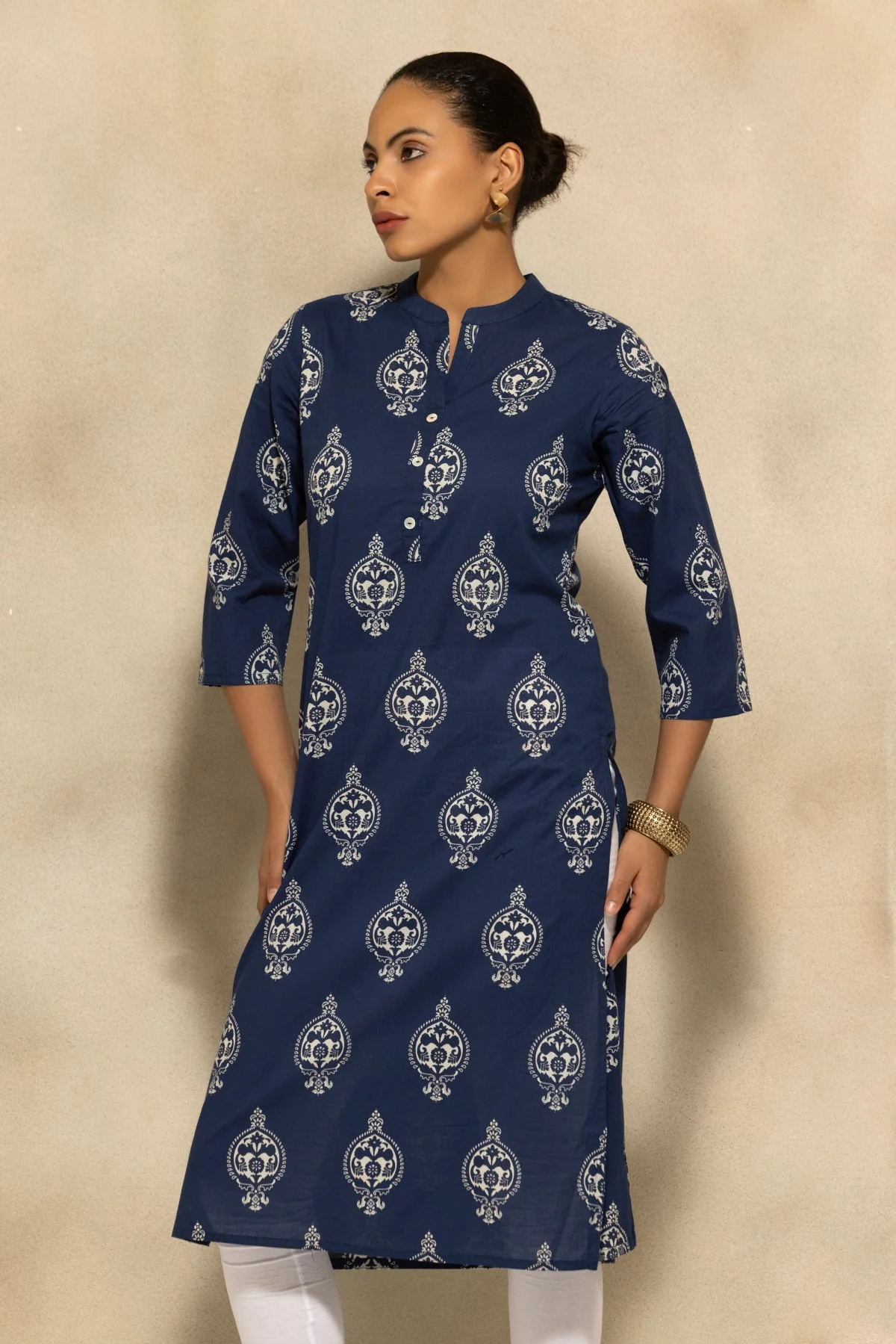 Blue Printed Kurta - Image 6