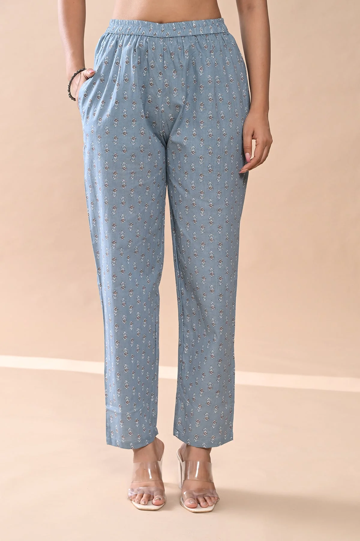 Blue Printed Kurta 3 Pcs Set - Image 7