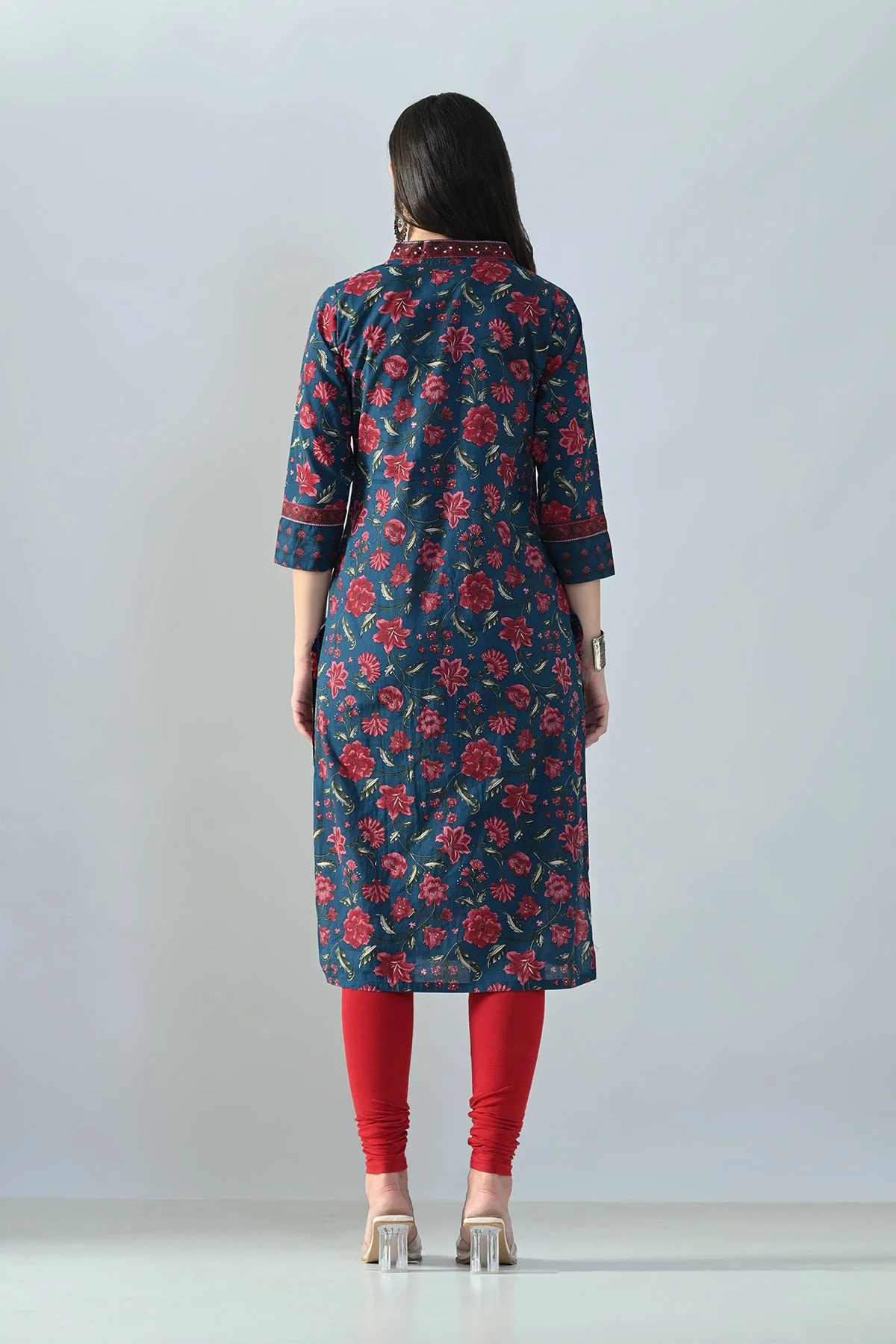 Blue Printed Kurta - Image 5