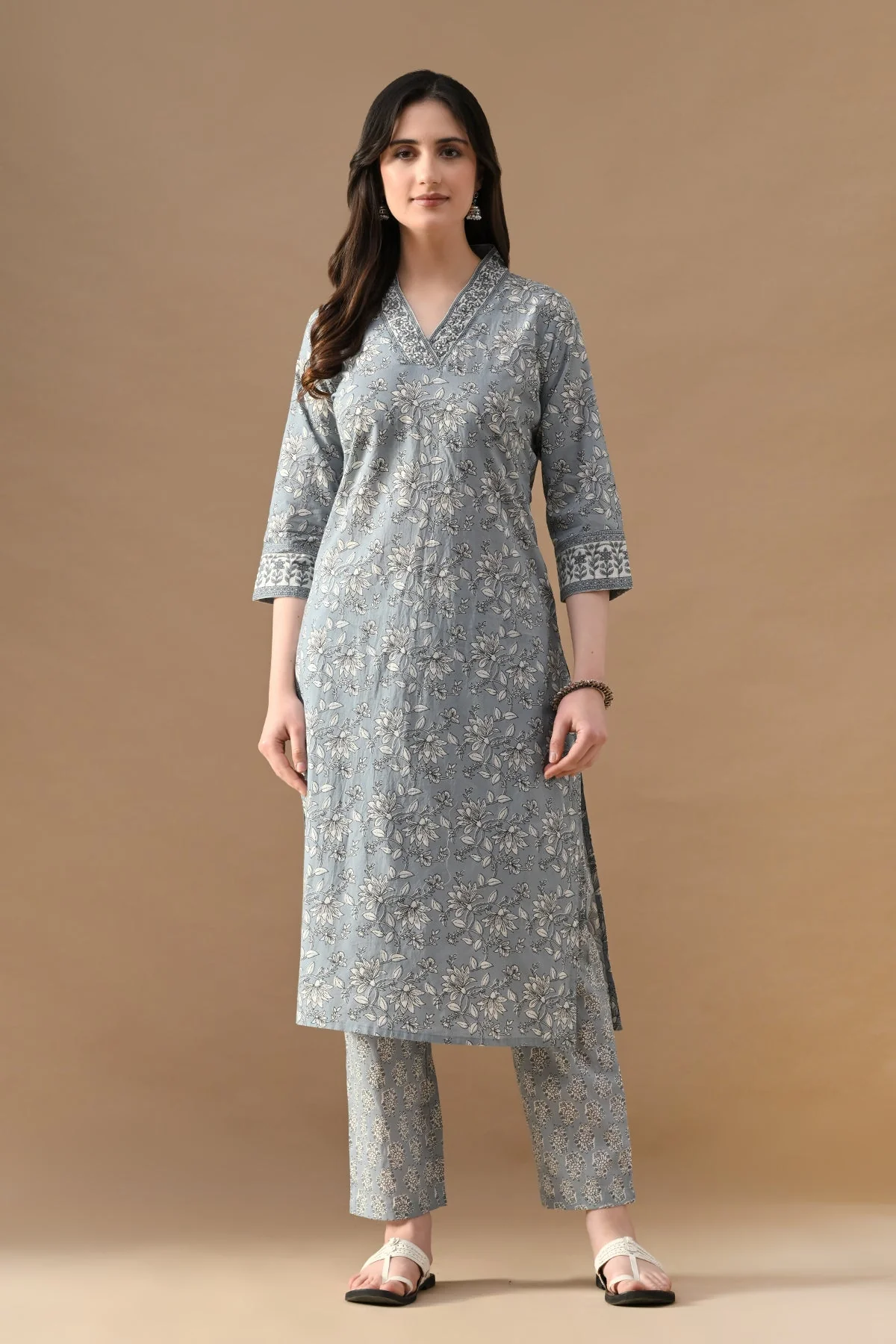 Blue Printed Kurta 2 Pcs Set