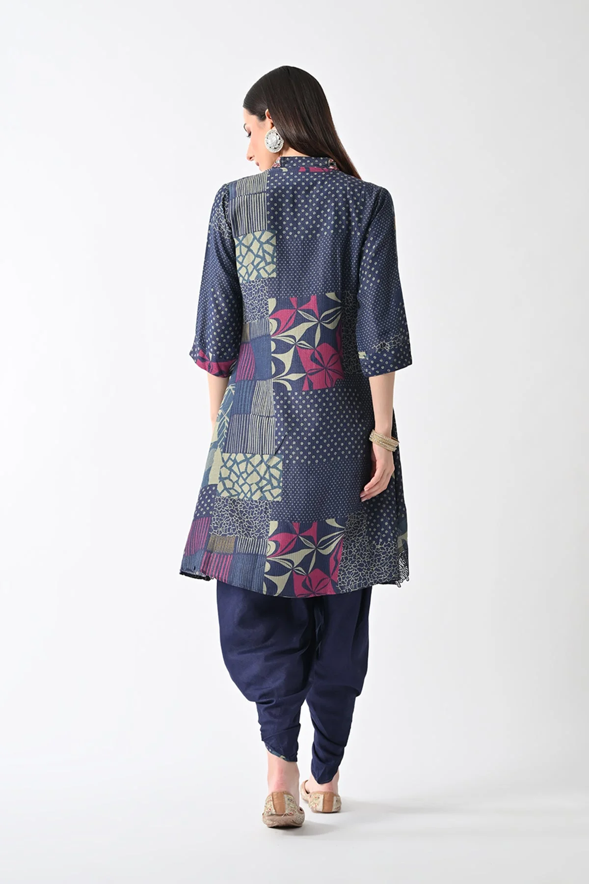 Blue Printed Kurta 2 Pcs Set - Image 4