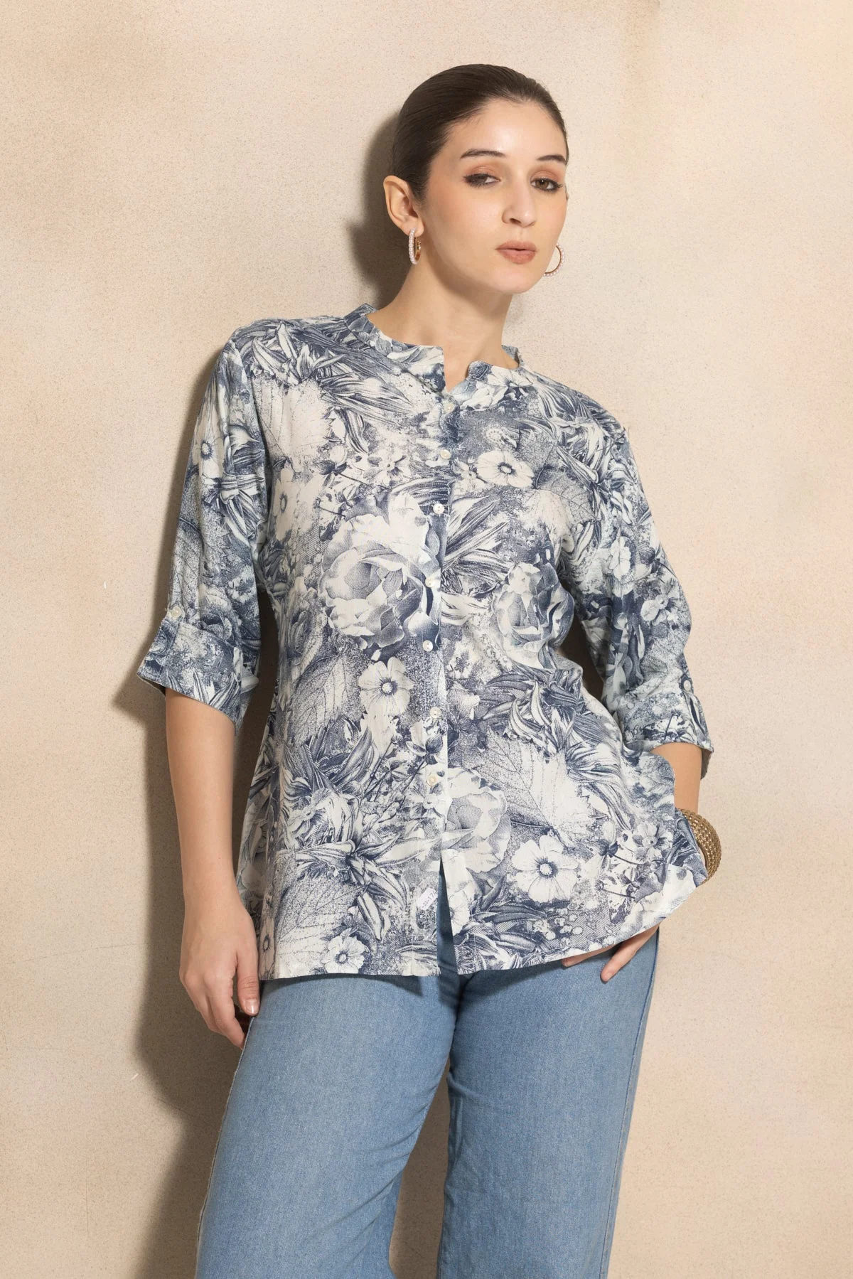 Blue Printed Top - Image 3