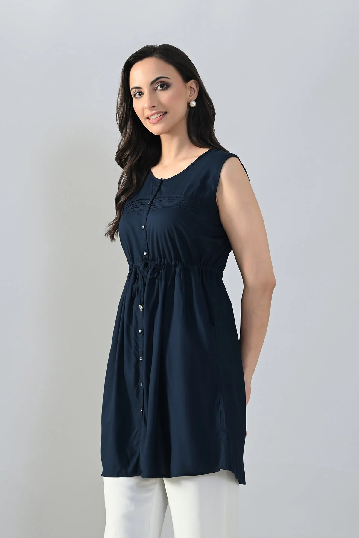 Blue Solid Flared Top - Image 3