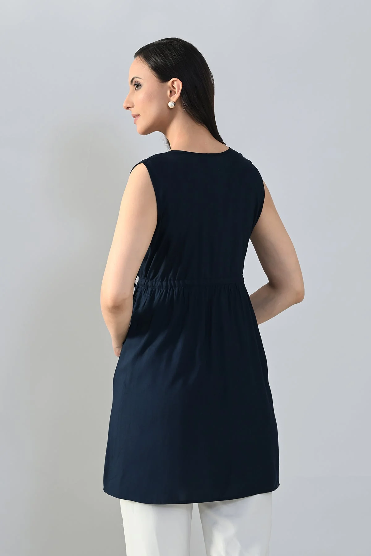 Blue Solid Flared Top - Image 6
