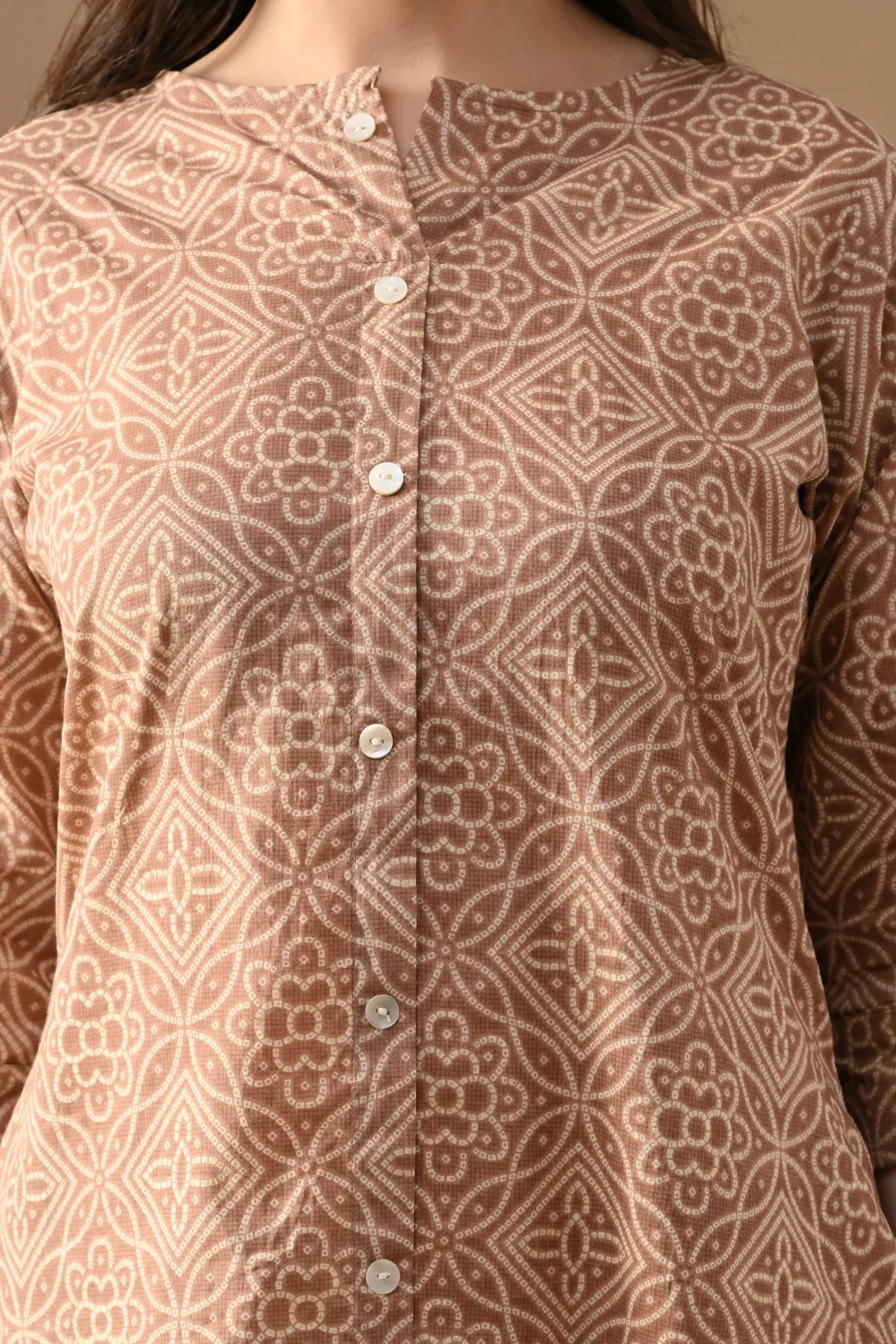 Brown Printed A-line Kurta 2 Pcs Set - Image 4