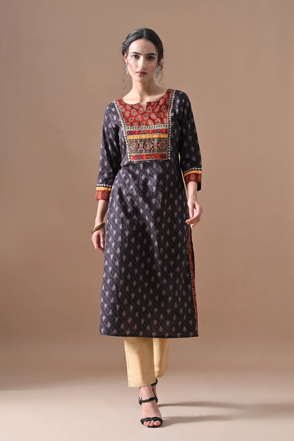 Brown Printed Kurta - Image 6