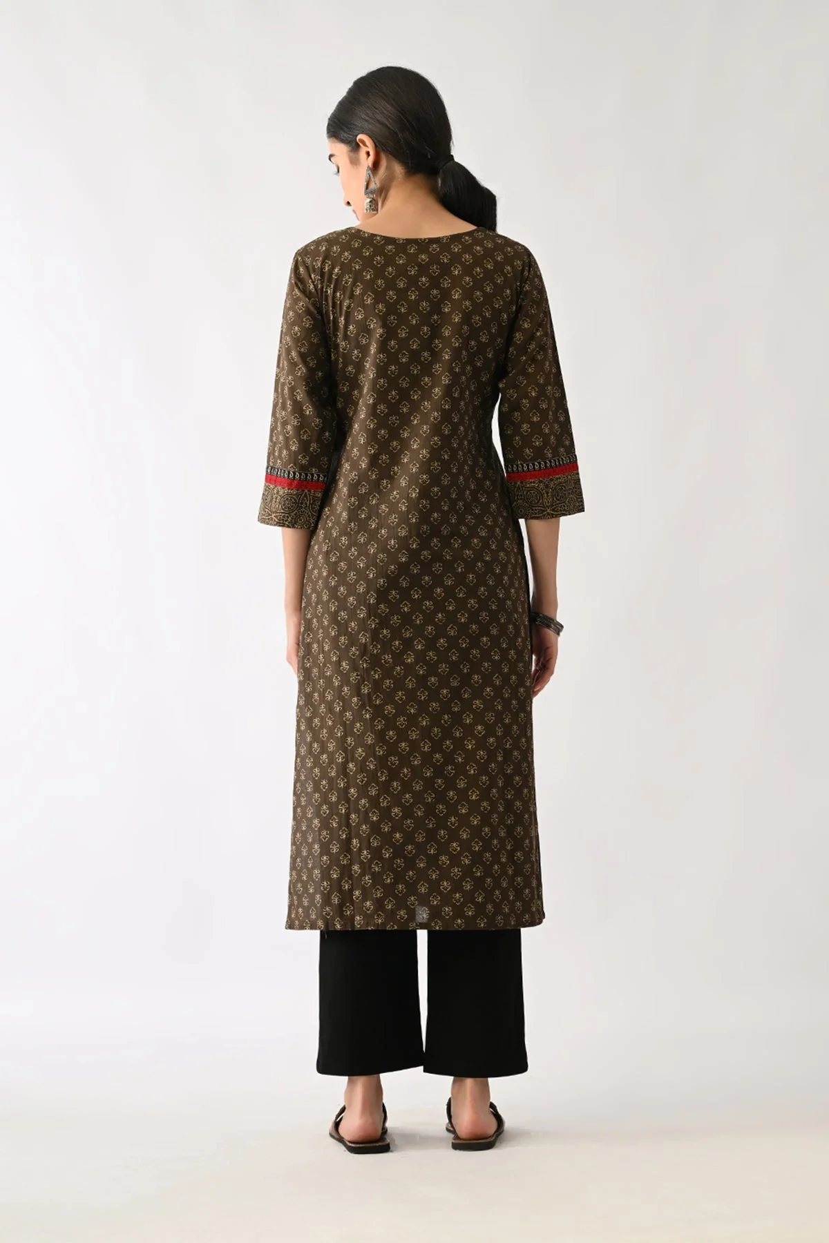 Brown Printed Kurta - Image 5