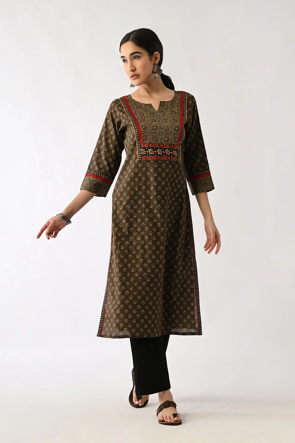 Brown Printed Kurta - Image 6
