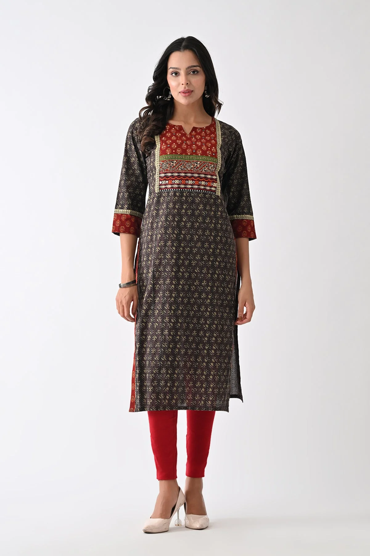 Brown Printed Kurta