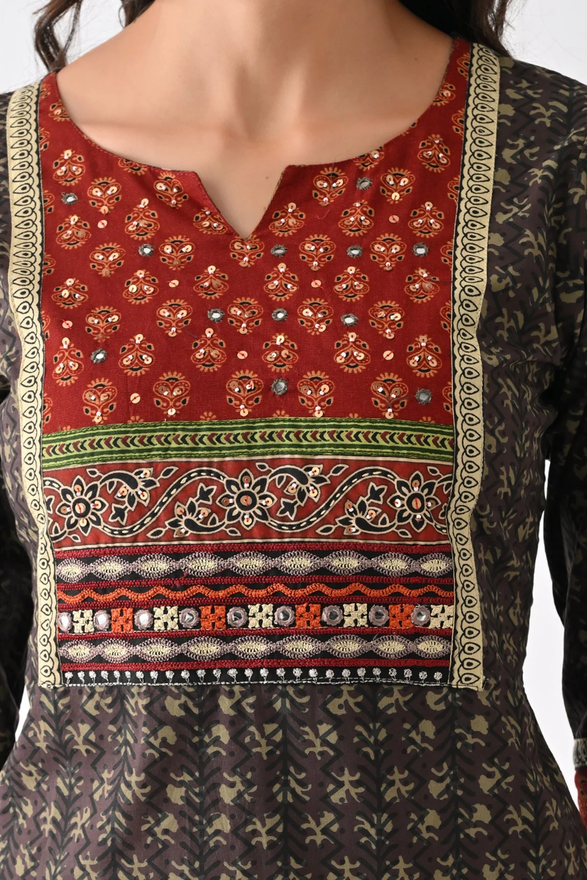 Brown Printed Kurta - Image 4