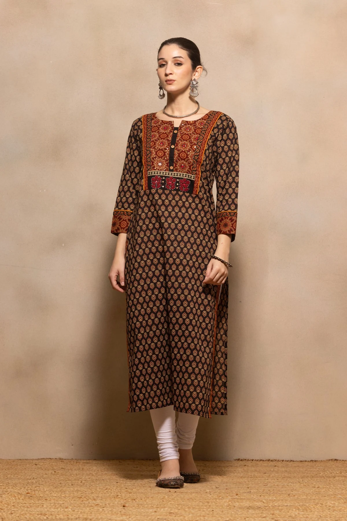 Brown Printed Kurta - Image 2