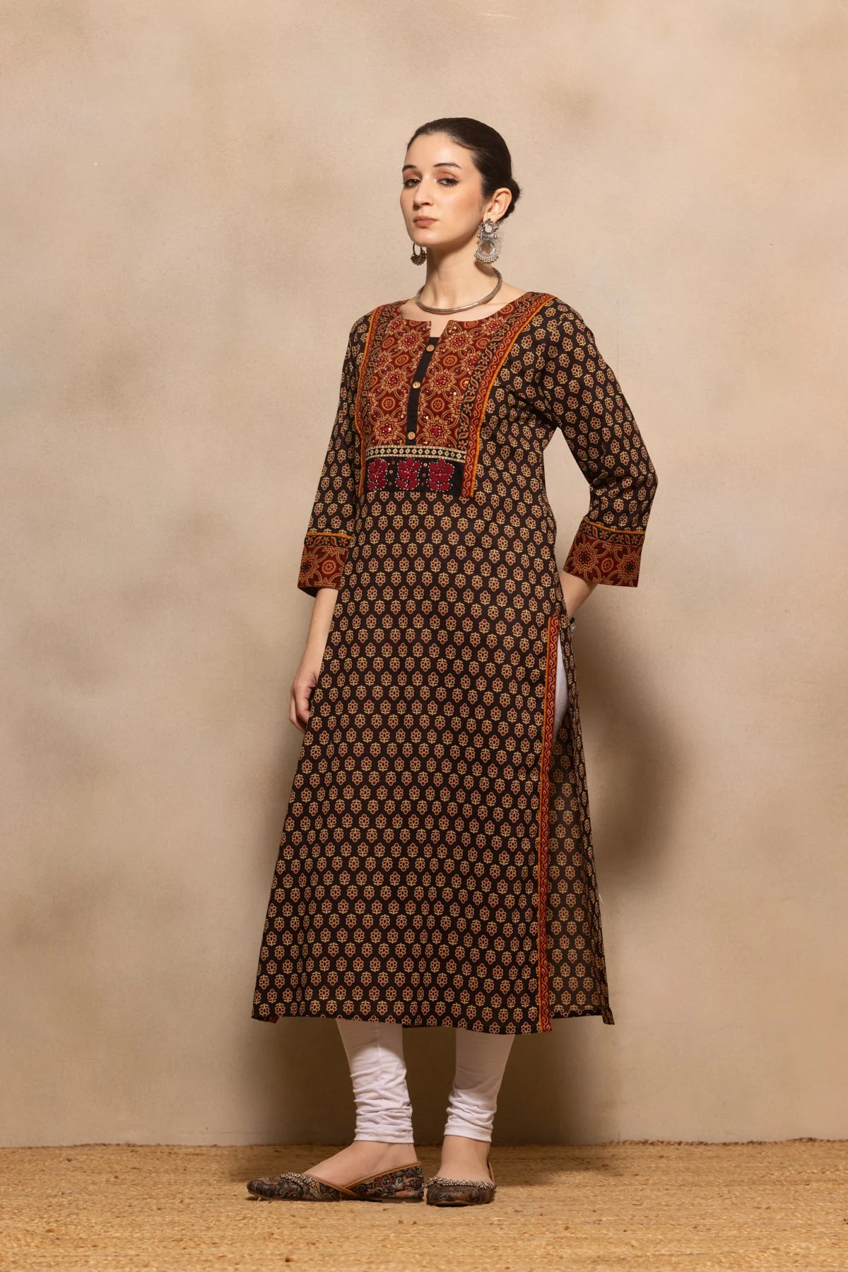 Brown Printed Kurta - Image 6