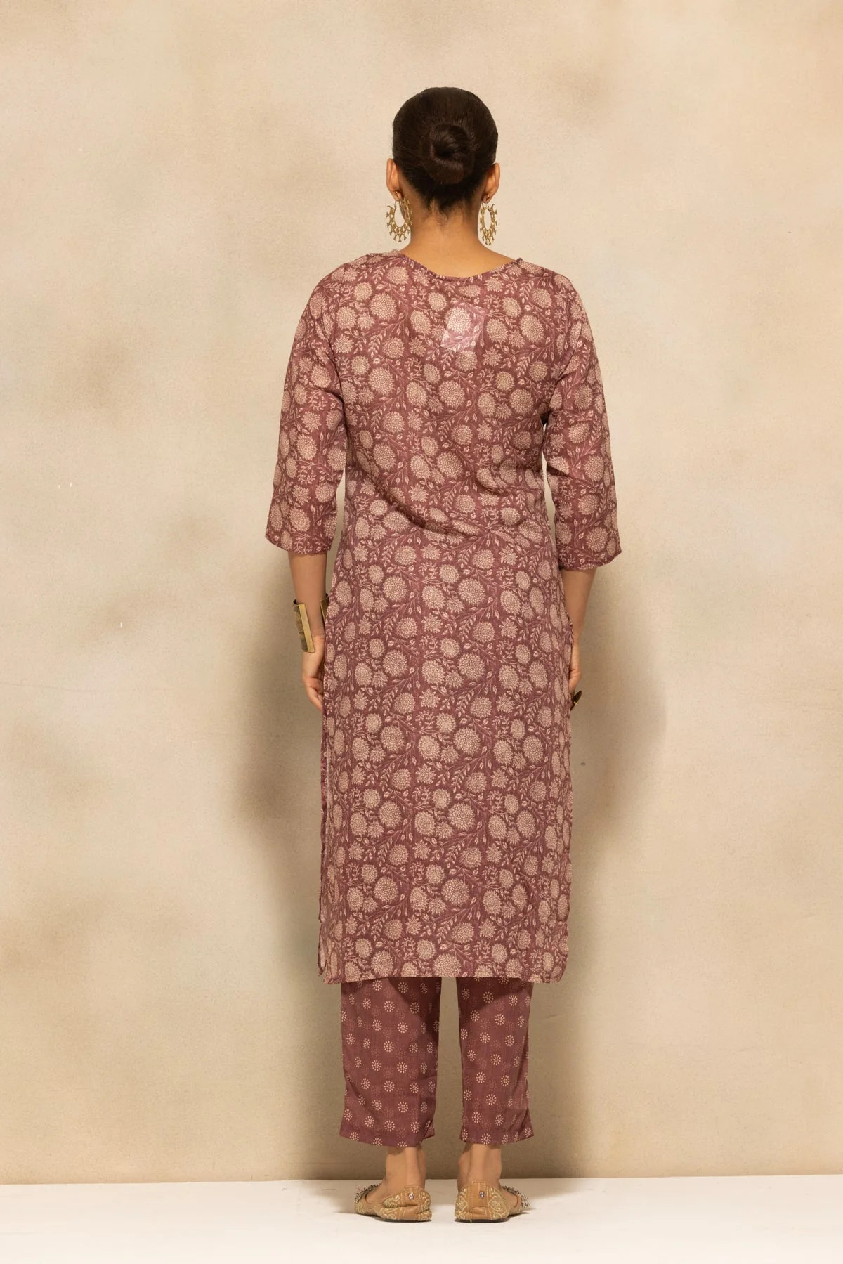 Brown Printed Kurta 3 Pcs Set - Image 5