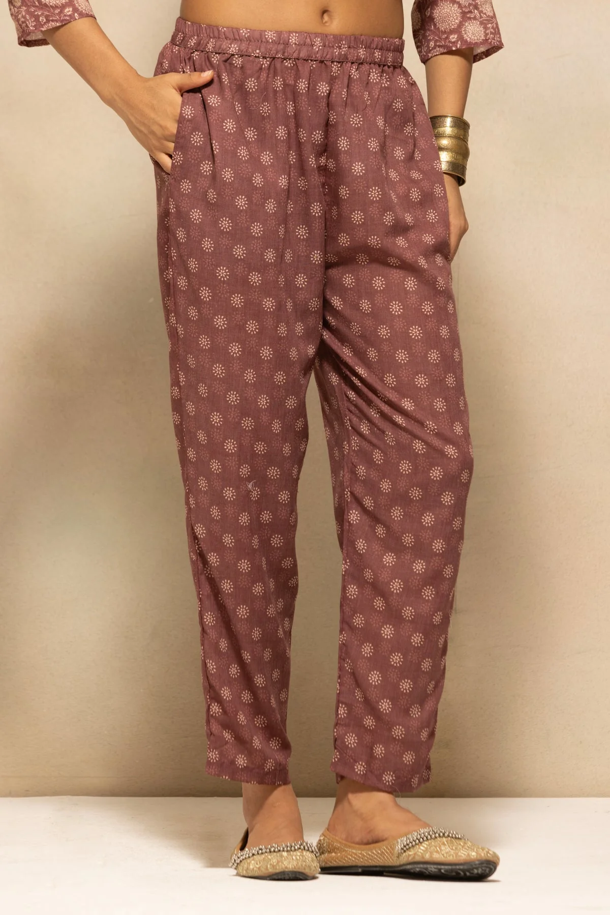 Brown Printed Kurta 3 Pcs Set - Image 6
