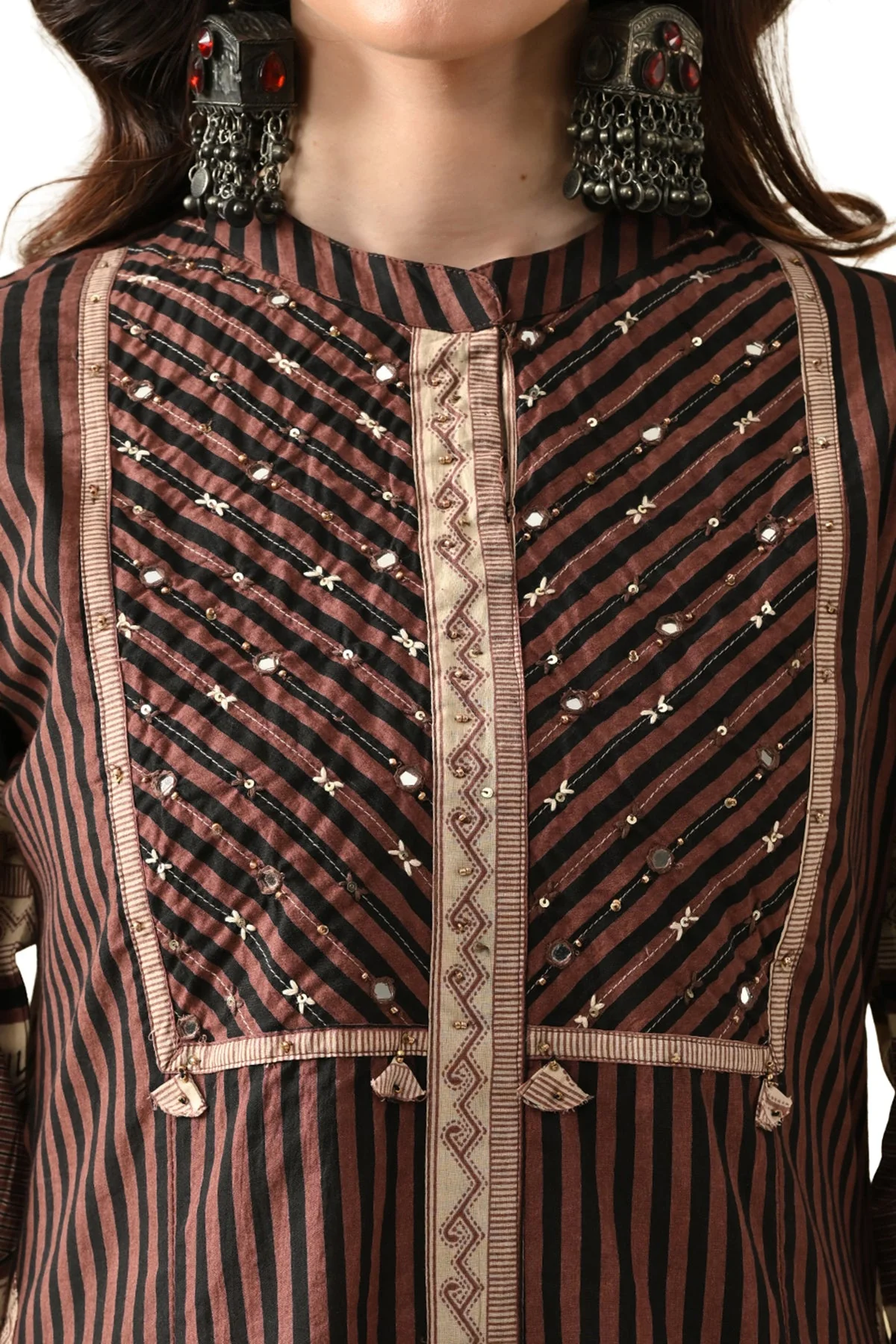 Brown Printed Kurta 3 Pcs Set - Image 4