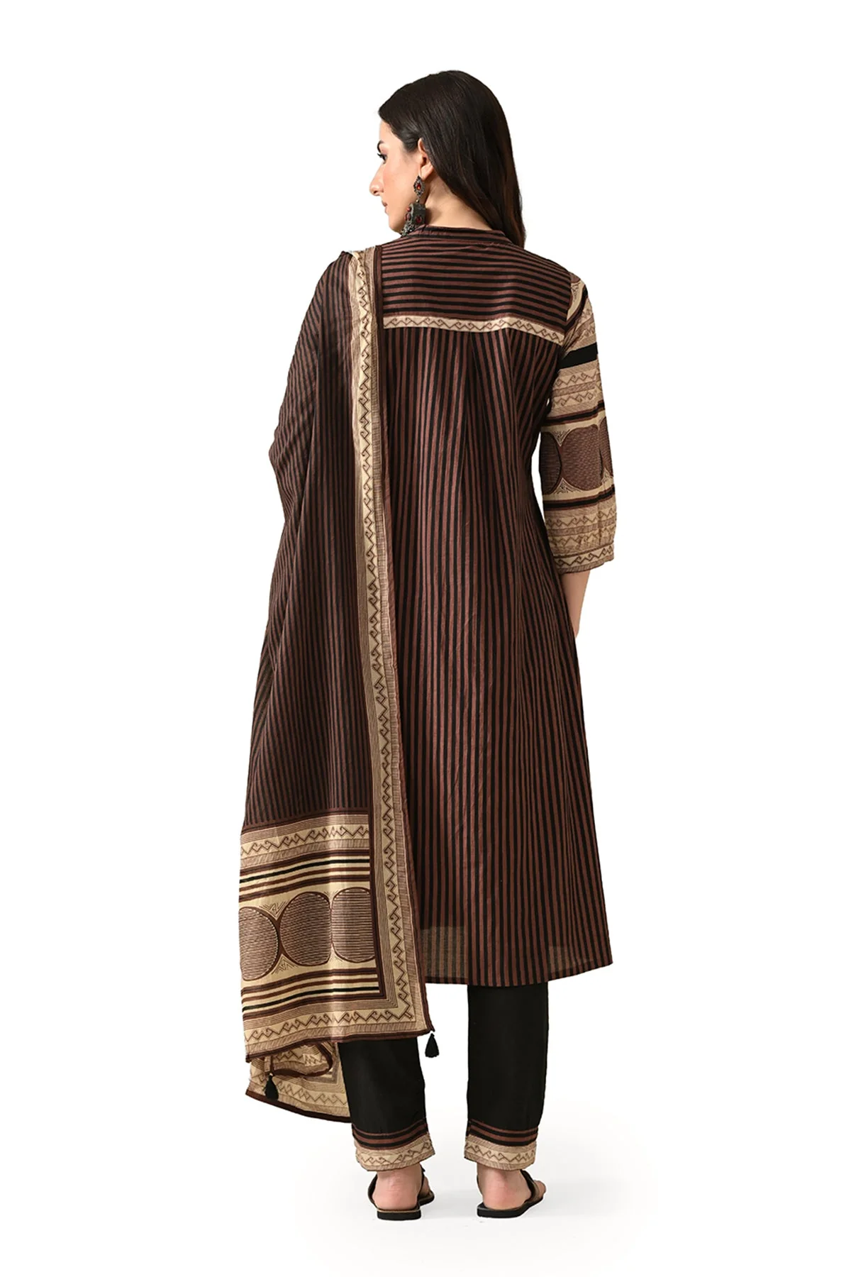 Brown Printed Kurta 3 Pcs Set - Image 5