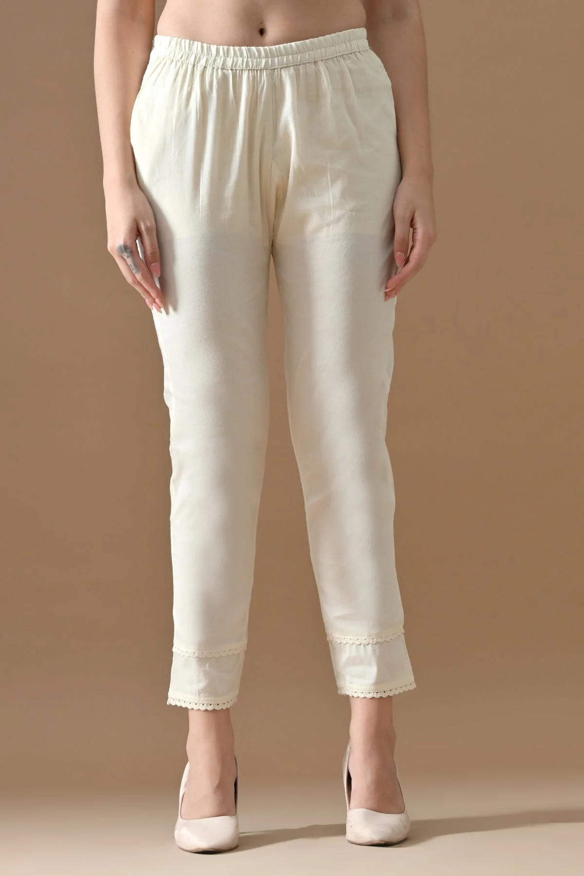 Cream Embellished Kurta 3 Pcs Set - Image 6