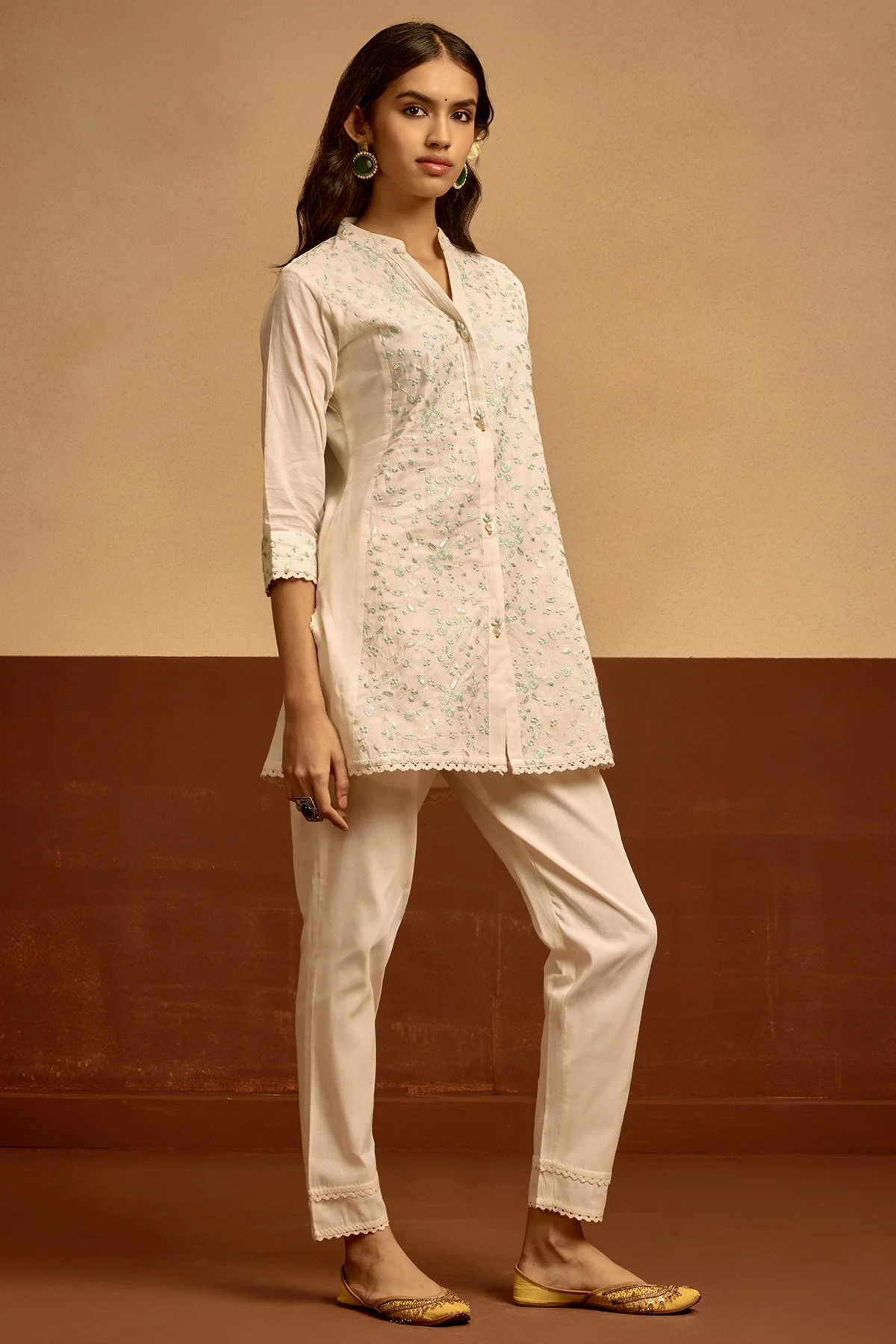 Cream Embroidered Co-ord Set - Image 2