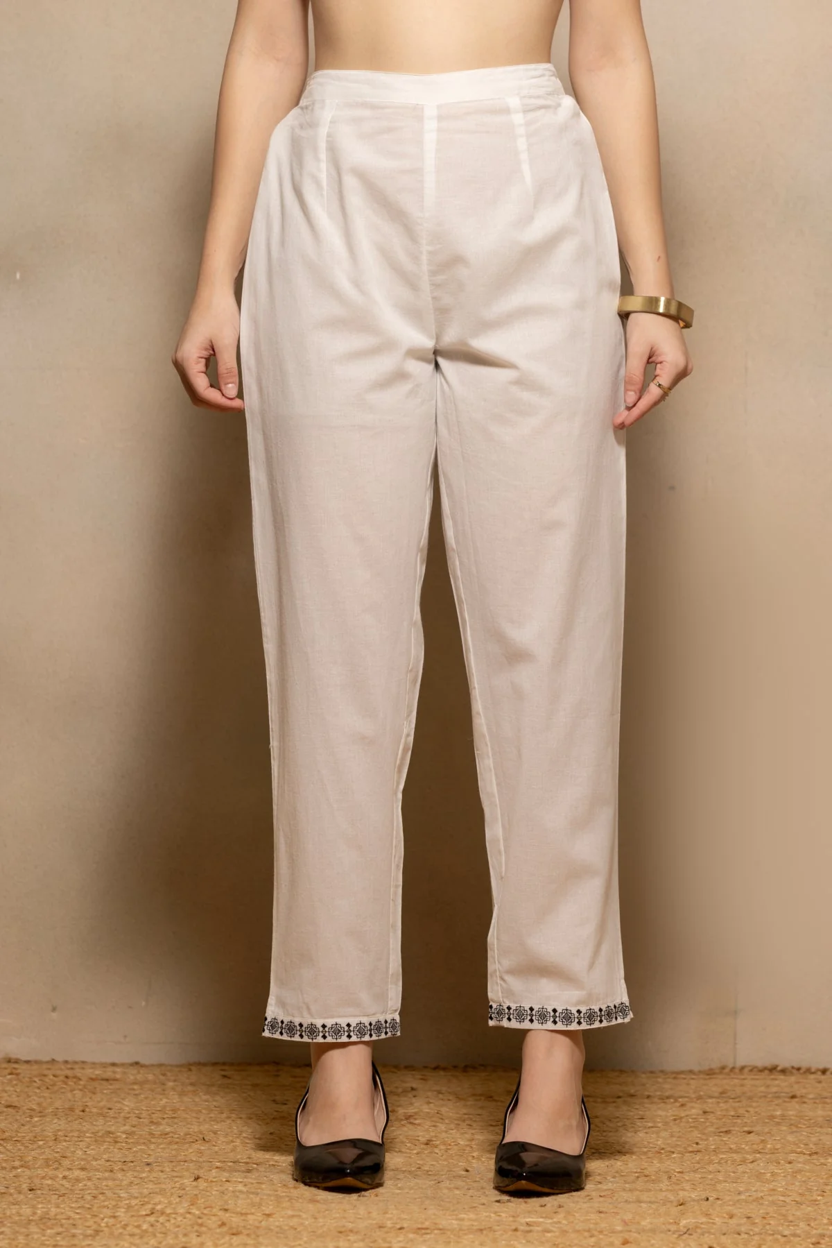 Cream Embroidered Kurta 3 Pcs Set - Image 6