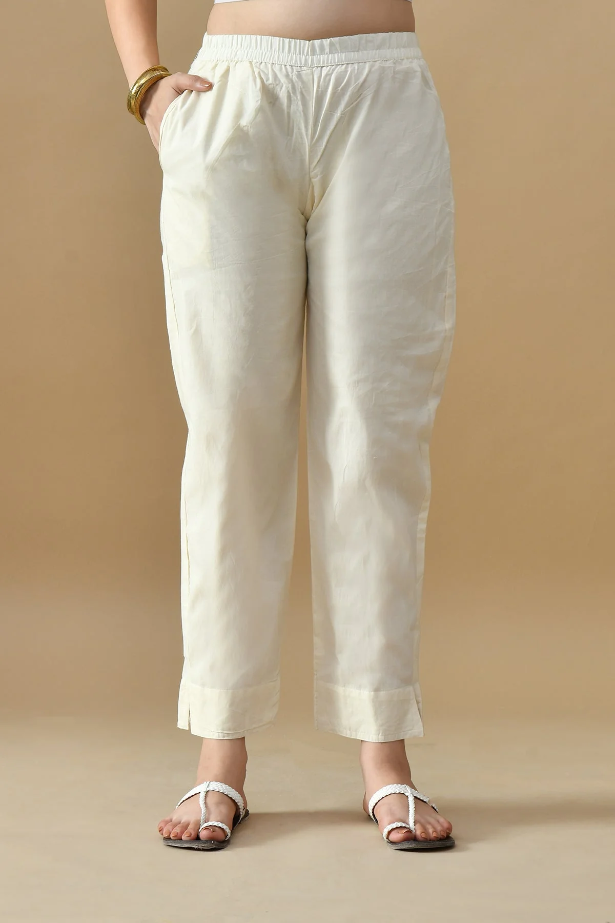 Cream Embroidered Kurta 3 Pcs Set - Image 8