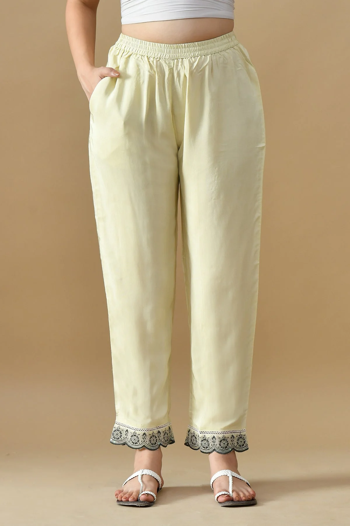 Cream Embroidered Kurta 3 Pcs Set - Image 7