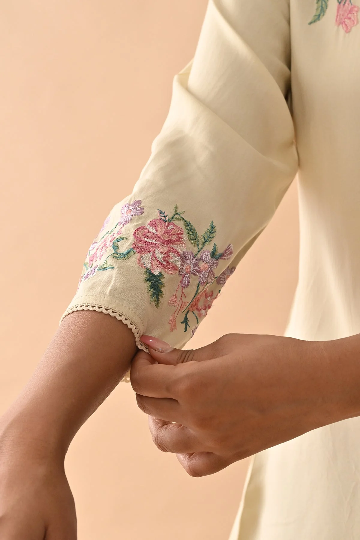 Cream Embroidered Straight Top - Image 7